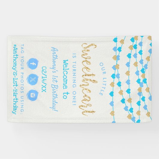Hanging Love Hearts Sweetheart Birthday Welcome Spandoek (Horizontaal)