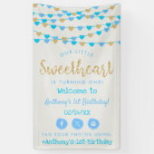 Hanging Love Hearts Sweetheart Birthday Welcome Spandoek (Verticaal)