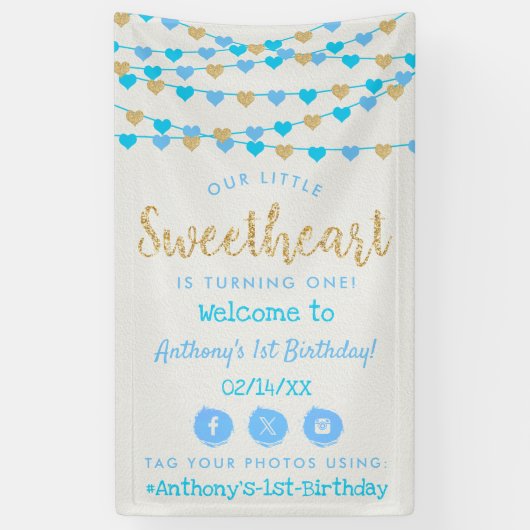 Hanging Love Hearts Sweetheart Birthday Welcome Spandoek (Verticaal)