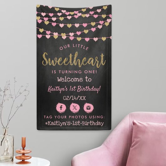 Hanging Love Hearts Sweetheart Birthday Welcome Spandoek