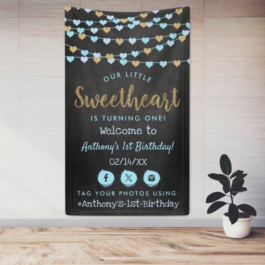 Hanging Love Hearts Sweetheart Birthday Welcome Spandoek