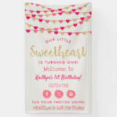 Hanging Love Hearts Sweetheart Birthday Welcome Spandoek (Verticaal)