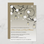 Hanging Mason Jar en Fireflies Wedding Invitation Kaart (Voorkant / Achterkant)