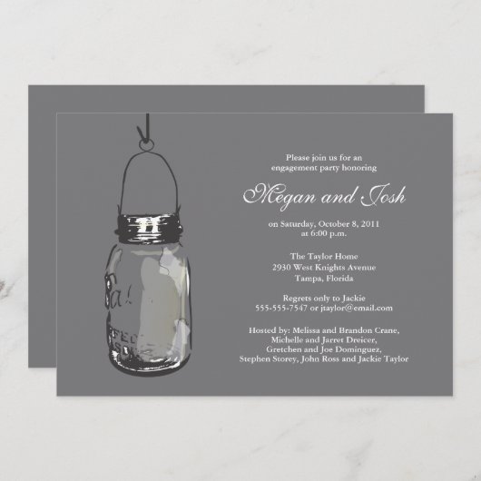 Hanging Mason Jar Engagement Party Kaart (Voorkant / Achterkant)