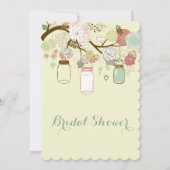 Hanging Mason Jar & Retro Flowers Vrijgezellenfees Kaart (Achterkant)