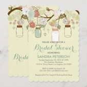 Hanging Mason Jar & Retro Flowers Vrijgezellenfees Kaart (Voorkant / Achterkant)