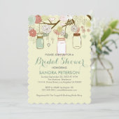 Hanging Mason Jar & Retro Flowers Vrijgezellenfees Kaart (Staand voorkant)