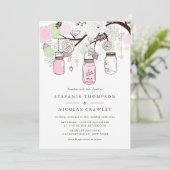 Hanging Mason Jars Wedding Kaart (Staand voorkant)