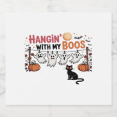 Hanging met mijn boeken Ghost Holding Black Cat Fu Sparkling Wijnetiket (Enkel label)