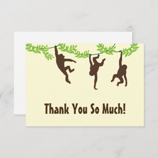 Hanging Monkey Dank je Bedankkaart (Voorkant / Achterkant)