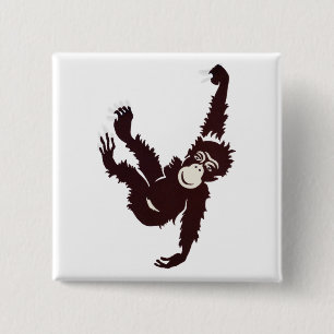 Hanging Monkey Vierkante Button 5,1 Cm