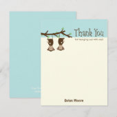 Hanging Monkeys Thank You Card - Blauw Bedankkaart (Voorkant / Achterkant)
