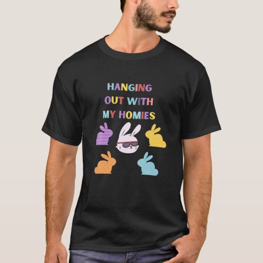 Hanging Out With My Homies Funny Easter Bunny Fun T-shirt (Voorkant)