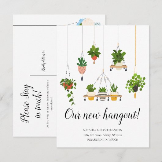 Hanging Plants Nieuw Adres We Zijn Verhuisd Thuis Aankondigingskaart (Voorkant / Achterkant)