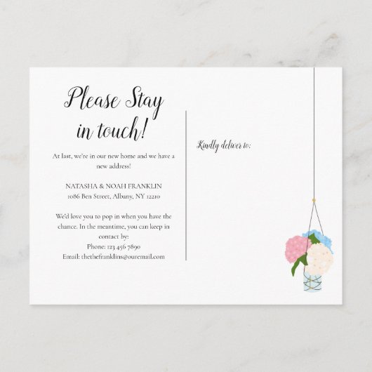 Hanging Plants Nieuw Adres We Zijn Verhuisd Thuis Aankondigingskaart (Achterkant)