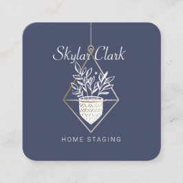Hanging Potted House Plant Home Staging Paarse Vierkante Visitekaartje