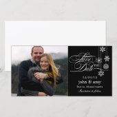 Hanging Snowflakes Save The Date Kaart - Zwart (Voorkant / Achterkant)