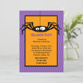 Hanging Spider Halloween Invitation Kaart (Staand voorkant)