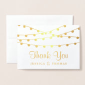 Hanging String Lights Moderne foto bruiloft Folie Kaarten (Voorkant met envelop)