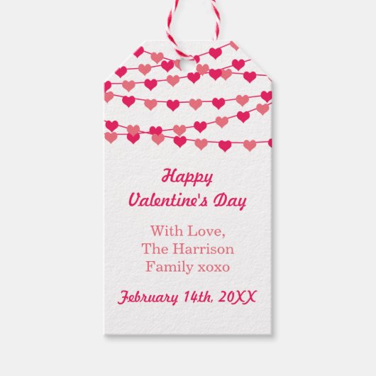 Hanging String Love Hearts Happy Valentine's Day Cadeaulabel (Voorkant)