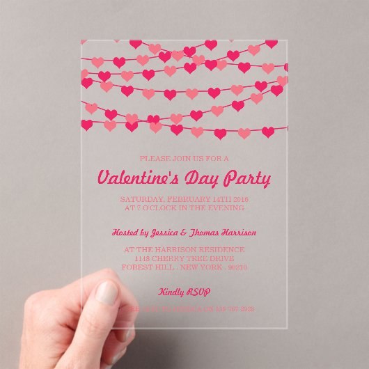 Hanging String Love Hearts Valentijnsdag Party Acryl Uitnodigingen (Insitu (Draagbaar))