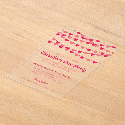 Hanging String Love Hearts Valentijnsdag Party Acryl Uitnodigingen (Laagn)