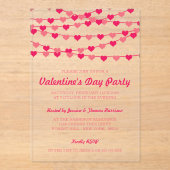 Hanging String Love Hearts Valentijnsdag Party Acryl Uitnodigingen (Voorkant)