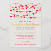 Hanging String Love Hearts Valentijnsdag Party Folie Uitnodiging (Voorkant)