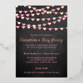 Hanging String Love Hearts Valentijnsdag Party Folie Uitnodiging (Voorkant)