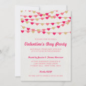 Hanging String Love Hearts Valentijnsdag Party Kaart (Voorkant)