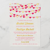 Hanging String Love Hearts Vrijgezellenfeest Real Folie Uitnodiging (Voorkant)