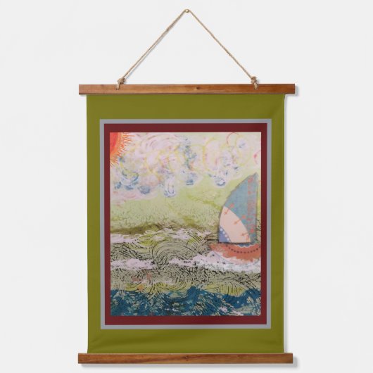 Hanging Tapestry - Art Deco Sailboat  Hangend Wandkleed (Voorkant)