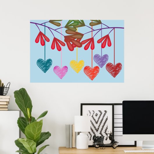Hanging Tree Hearts Poster (Thuiskantoor)