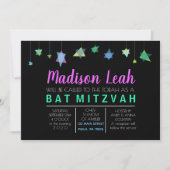 HANGING VAN HEBREW LETTERS Bat Bar Mitzvah Uitnodi Kaart (Voorkant)