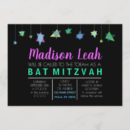 HANGING VAN HEBREW LETTERS Bat Bar Mitzvah Uitnodi Kaart