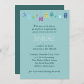 HANGING VAN HEBREW LETTERS Bat Bar Mitzvah Uitnodi Kaart (Voorkant / Achterkant)