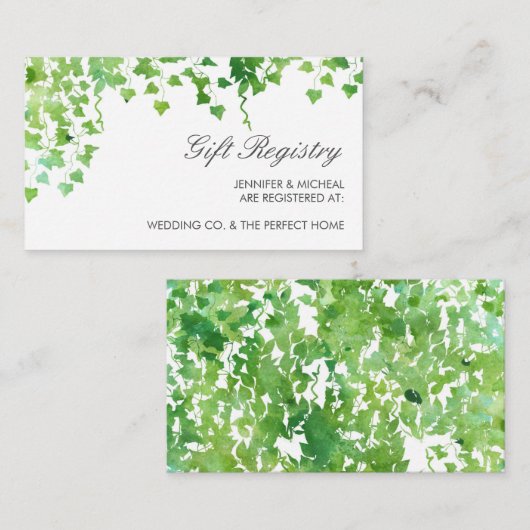 Hanging Vines Greenery Wedding Gift Registry Kaart (Voorkant / Achterkant)