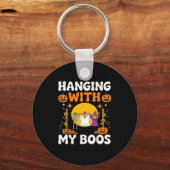 Hanging With My Boos Funny Halloween Ghost Witch S Sleutelhanger (Voorkant)