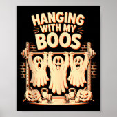 Hanging With My Boos Funny Halloween Ghost Workout Poster (Voorkant)