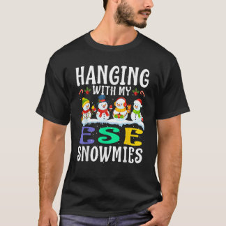 Hanging With My Ese Snowmies Teacher Christmas Gif T-shirt
