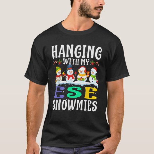 Hanging With My Ese Snowmies Teacher Christmas Gif T-shirt (Voorkant)