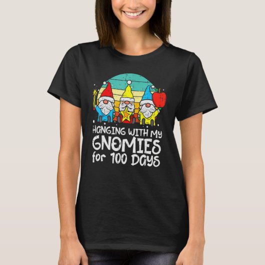 Hanging With My Gnomies 100 Days 100th Day School T-shirt (Voorkant)