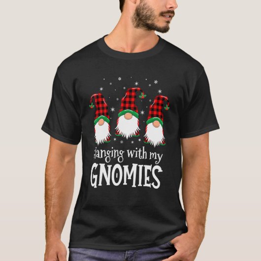 Hanging With My Gnomies Buffalo Plaid Christmas Pa T-shirt (Voorkant)
