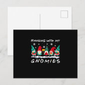 Hanging With My Gnomies Funny Christmas Gnome Xmas Briefkaart (Voorkant / Achterkant)