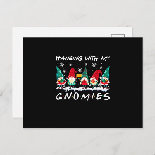 Hanging With My Gnomies Funny Christmas Gnome Xmas Briefkaart (Voorkant / Achterkant)