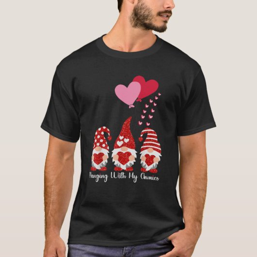 Hanging With My Gnomies Gnome Friend Valentines Da T-shirt (Voorkant)