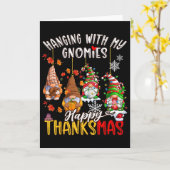Hanging With My Gnomies Happy Thanksmas Thanksgivi Kaart (Gele Bloem)