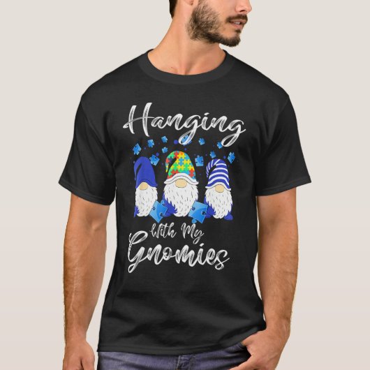 Hanging With My Gnomies Puzzle Autism Awareness Ou T-shirt (Voorkant)