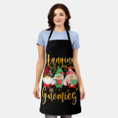 Hanging With My Gnomies Santa Gnome Christmas Paja Schort (Gedragen)