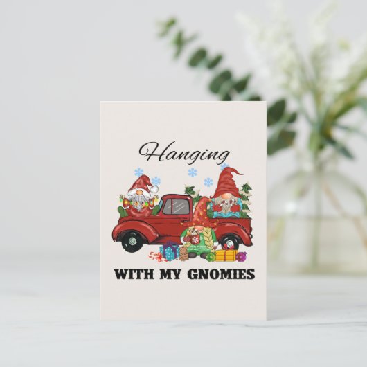 Hanging With My Gnomies - Schattigee kerst Briefkaart (Staand voorkant)